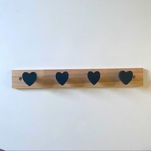 Birch + Black Heart Wall Hooks